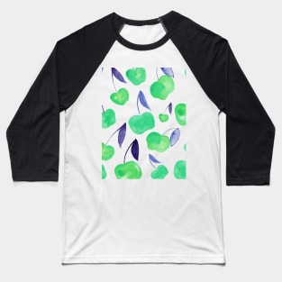 Watercolor cherries - green and blue Baseball T-Shirt